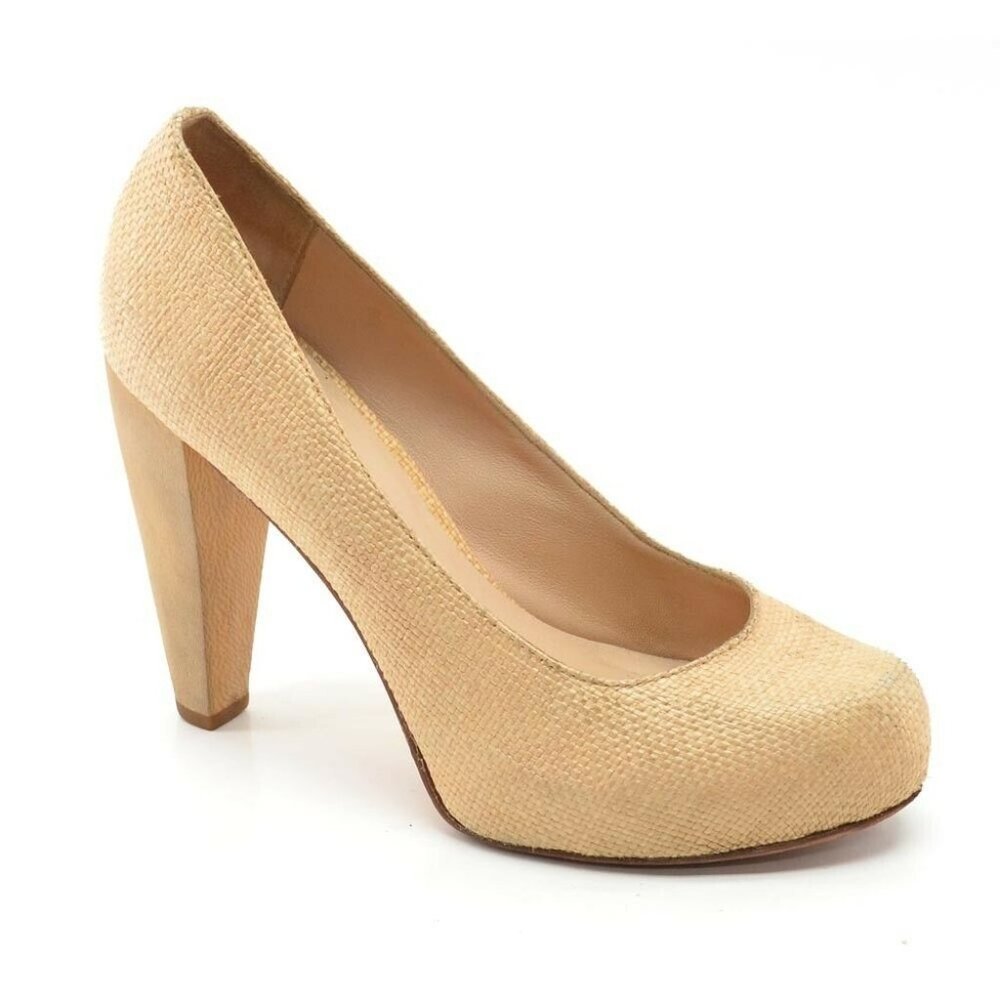 Loeffler Randall Esther Natural Raffia Pumps 6 M
